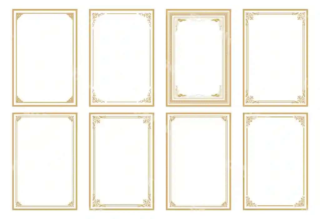 Elegant o'tpash dekorativ ramkalar kolleksiya sertifikatlar taklifnomalar | Elegant gold decorative frames collection certificates invitations