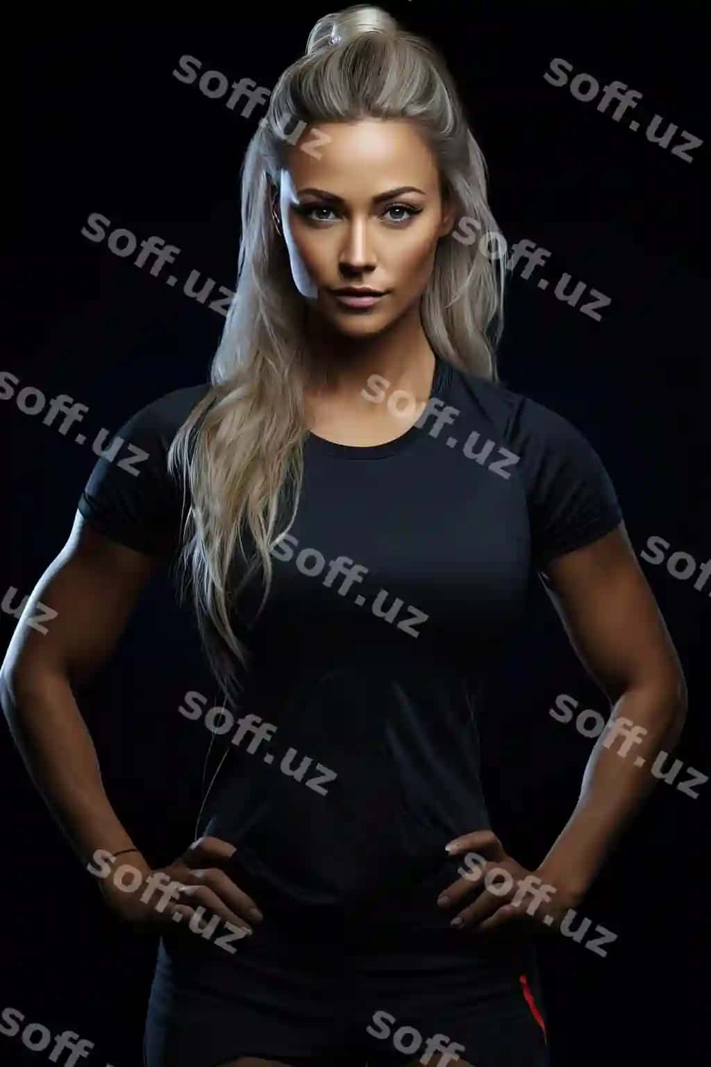 Jim ayollar treyineri fintnes qora fonda bilan | Gym women trainer fitness with black background