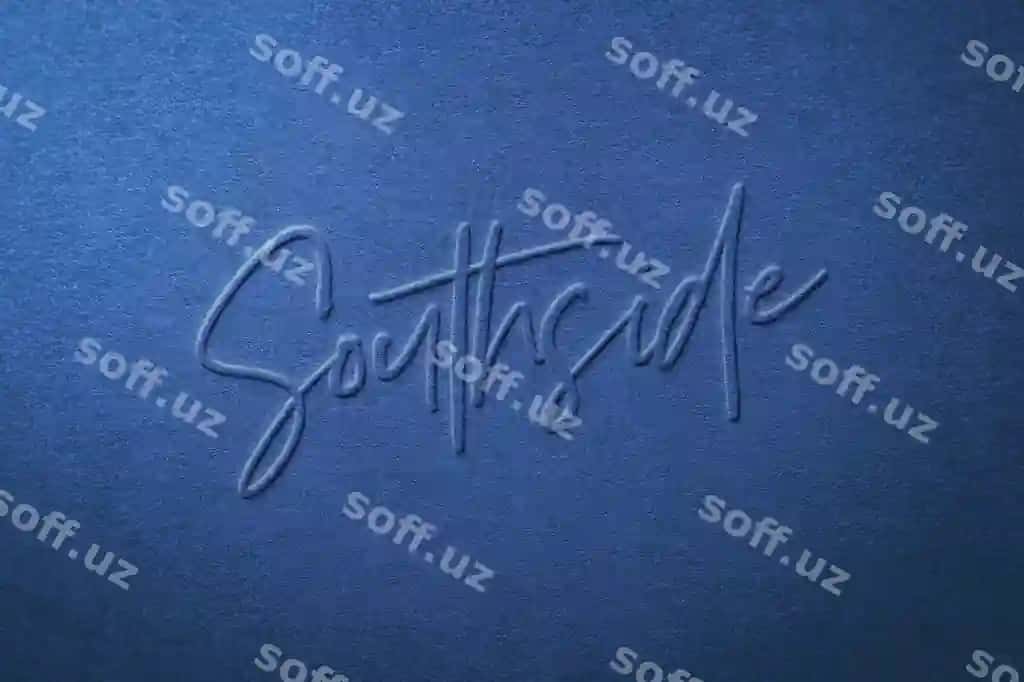 Chizilgan logotip mockup ko'k teksturali fondaa | Embossed logo mockup blue textured background 2