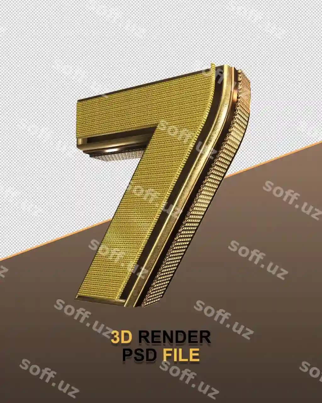 3d model oltin raqam 7 | 3d model golden number 7