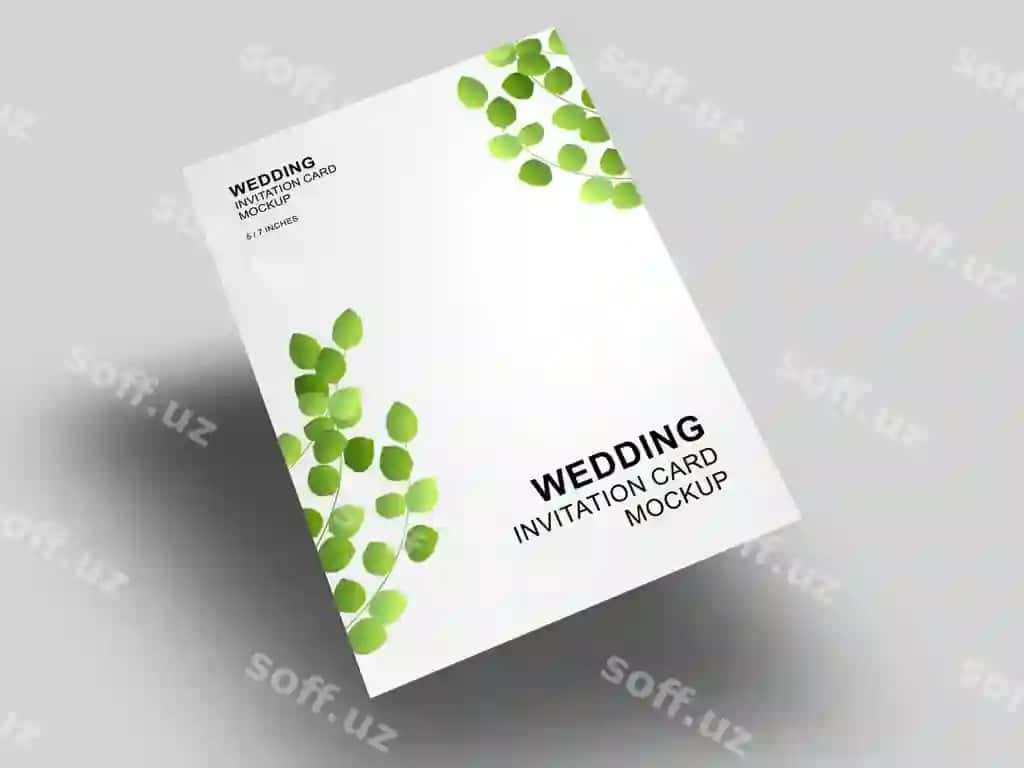 Chiroyli oddiy toza nikoh kartasi konvert bilan namuna shabloni | Elegant simple clean wedding card with envelope mockup template