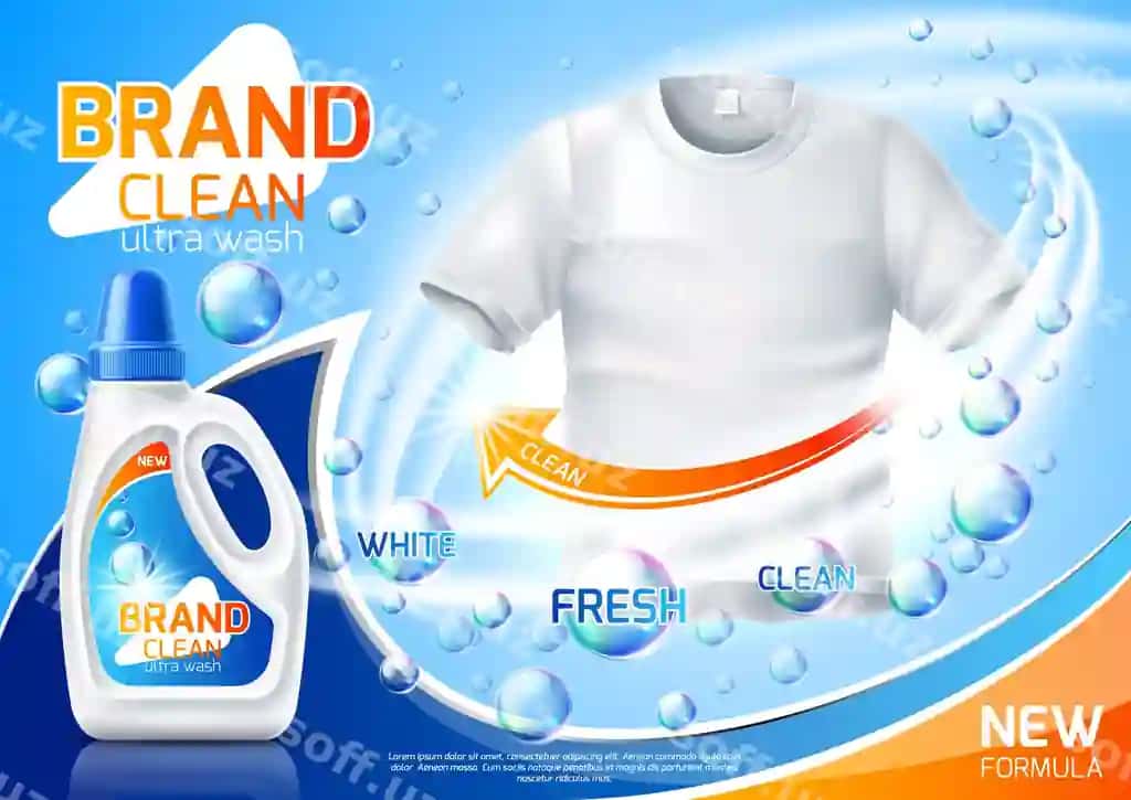 Haqiqiy moy yuvish vositi qadoqlashi | Realistic laundry detergent packaging