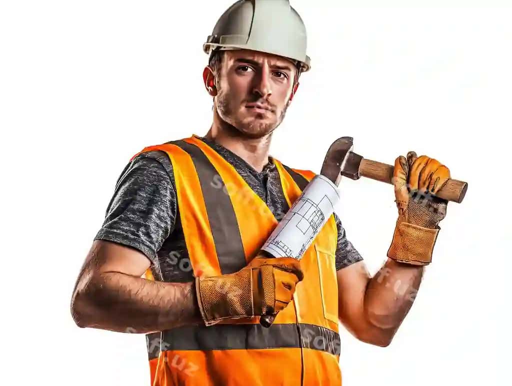 Ko'plab detallar bilan tasvirlangan quruvchi ishchi qattiq bosh kiyimi | Highly detailed image construction worker hard hat