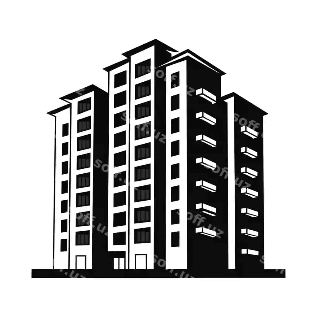 Binoning siluet ikonasi oddiy vektor qora-oq illustratsiyalari | Building silhouette icon simple vector black white illustrations