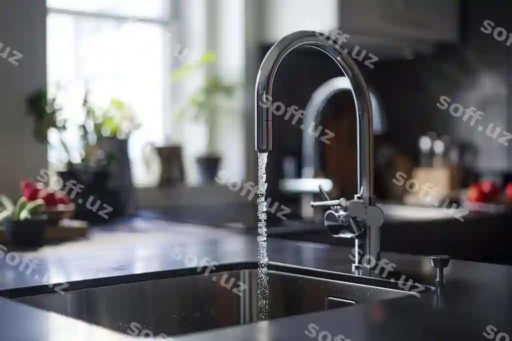 Zamonaviy oshxona havzasi hrom mushtali | Modern kitchen sink with chrome faucet