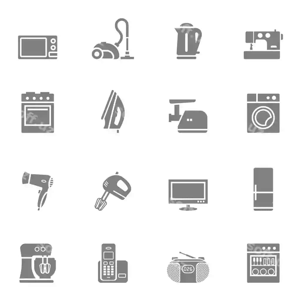Uy jihozlari va elektronika ikonkalari to'plami | Set home appliances electronics icons
