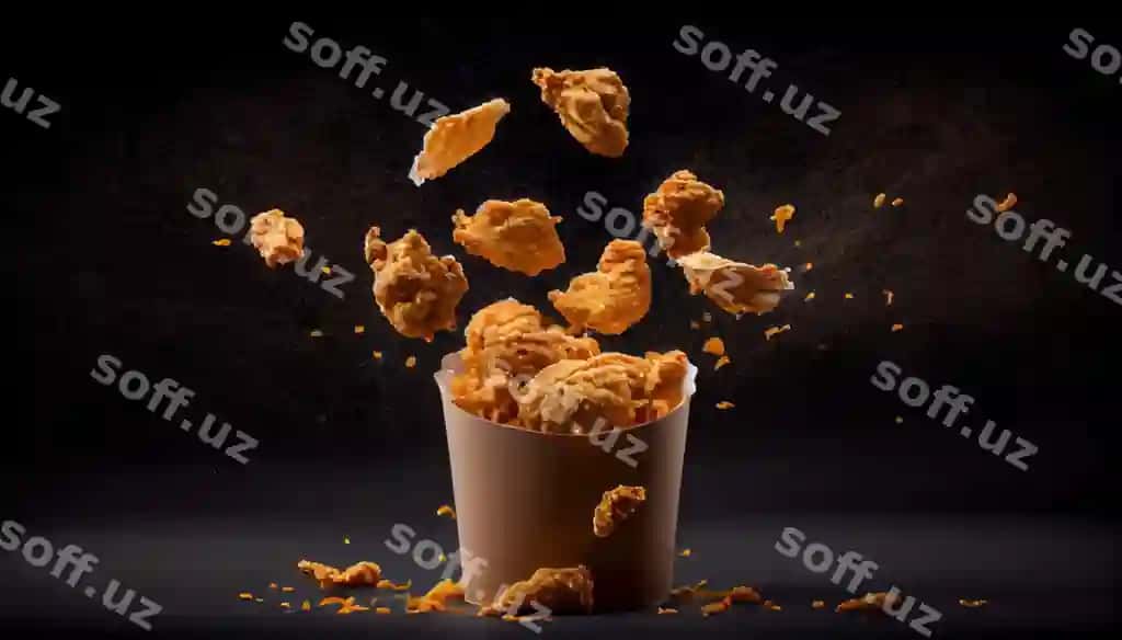 Qovurilgan tovuq parqayotgan qog'ozlik vagon ajralangan AI tomonidan yaratilgan | Fried chicken flying paper bucket isolated ai generated