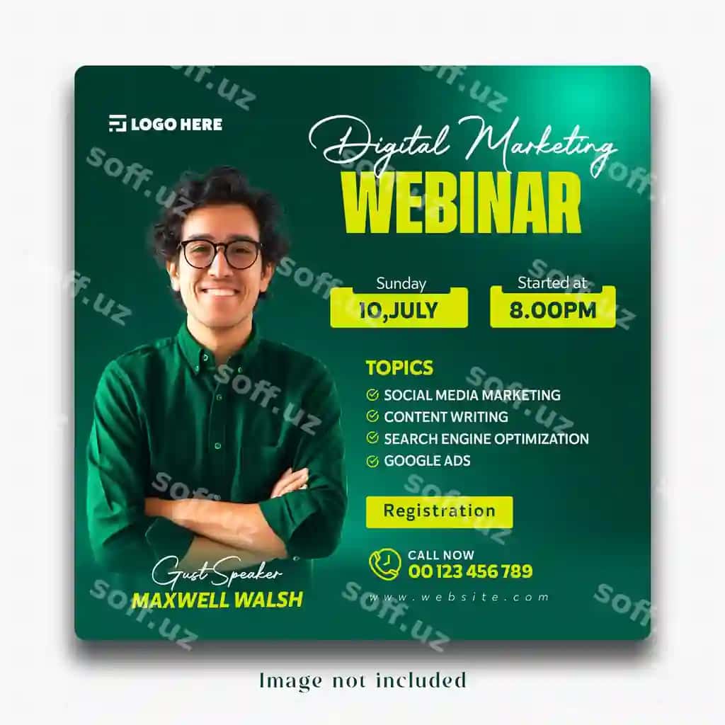 Vebinor raqamli marketing post shabloni Facebook Instagram | Webinar digital marketing post template facebook instagram 2