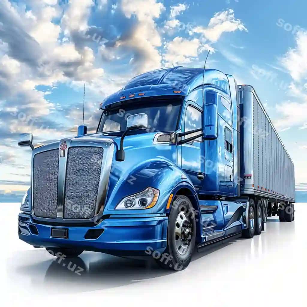 Giper realizm rasmi yuk avtomobili yo‘li | Hyper realistic image semitruck road