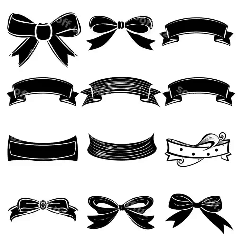 Set vintage lenta siluet illustratsiya vektor | Set vintage ribbon silhouette illustration vector