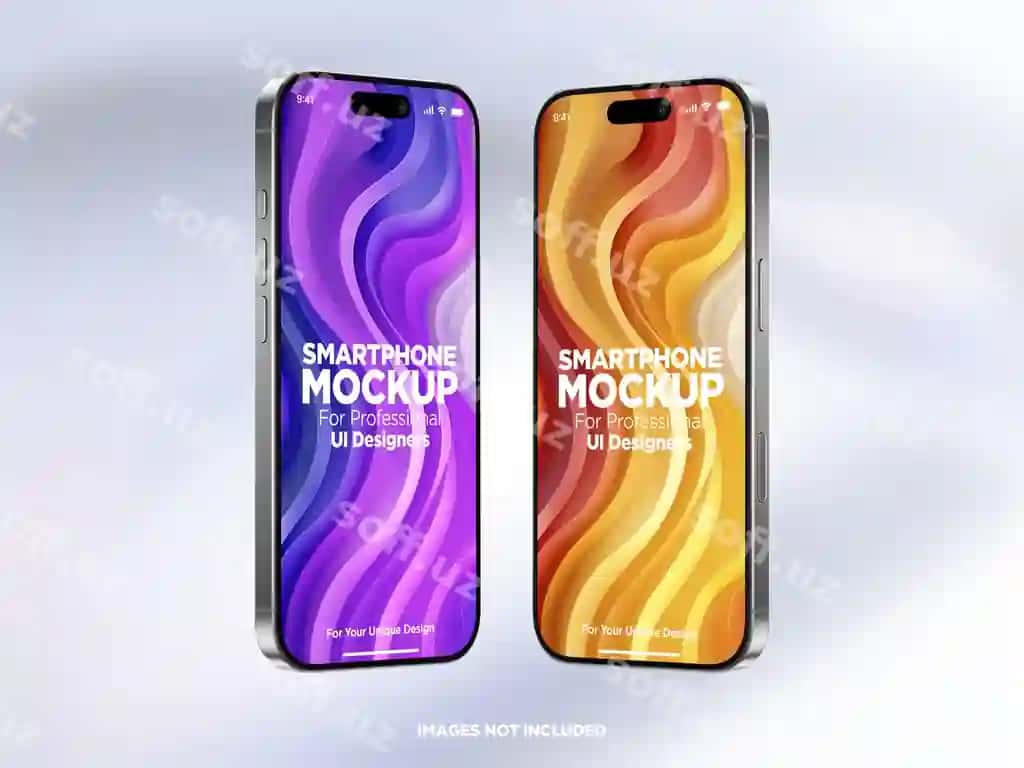 Haqiqiy iPhone 16 Pro Max 3D akilli telefon ekrani mockup shabloni | Realistic iphone 16 pro max 3d smartphone screen mockup template 2