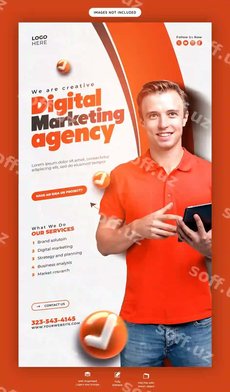 Raqamli marketing agentligi uchun korporativ Facebook Instagram story shabloni | Digital marketing agency corporate facebook instagram story template