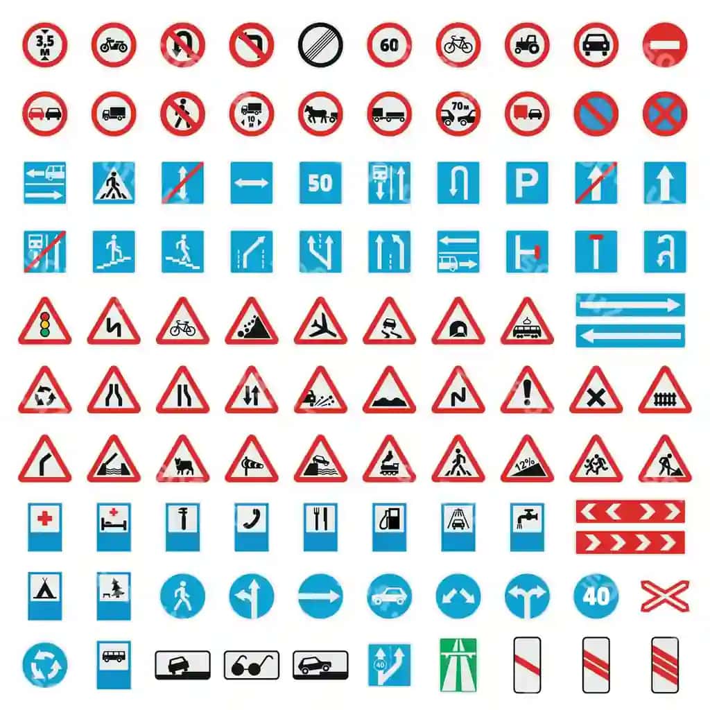 Trafik yo'l belgilari to'plam ikonkalar komplekti | Traffic road sign collection icons set