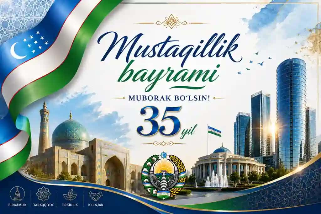 O‘zbekiston Mustaqillik Bayrami — 35 Yillik Muborak Dizayni