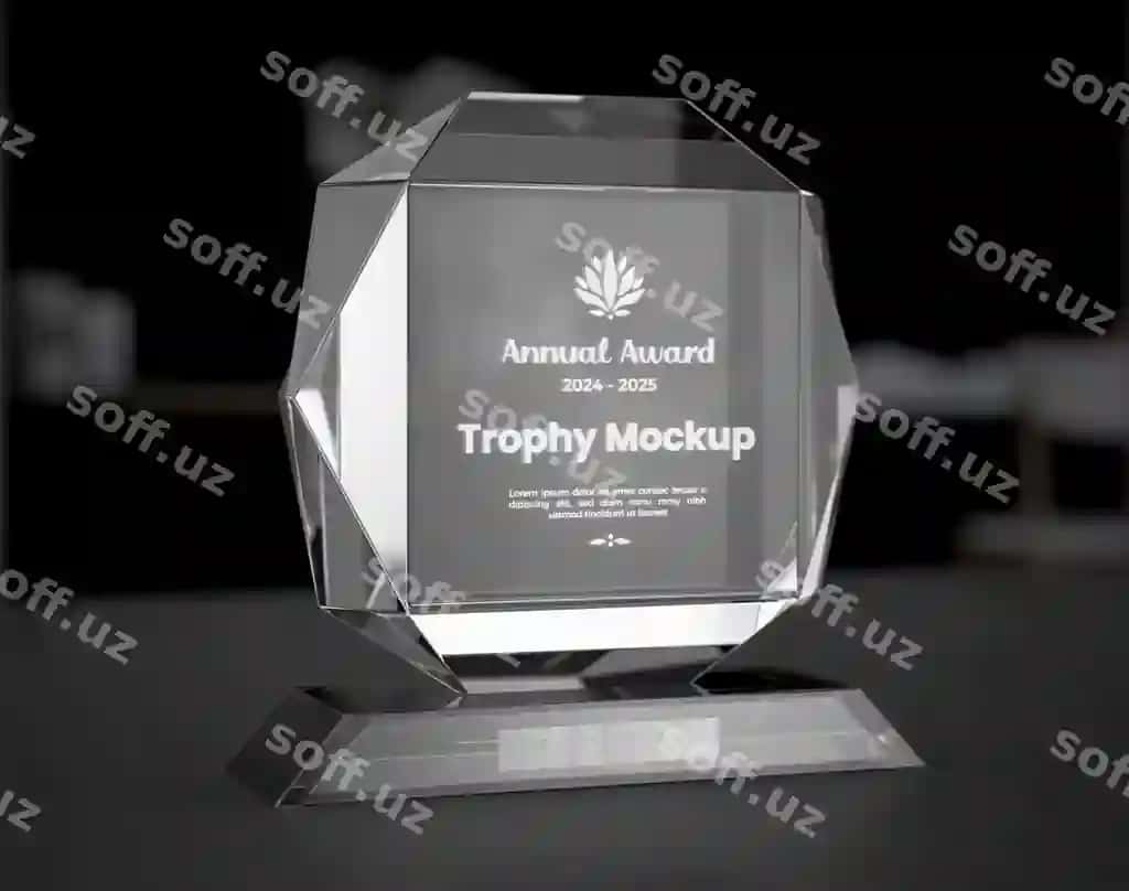 Shisha mukdori mockup dizayni | Glass trophy mockup design