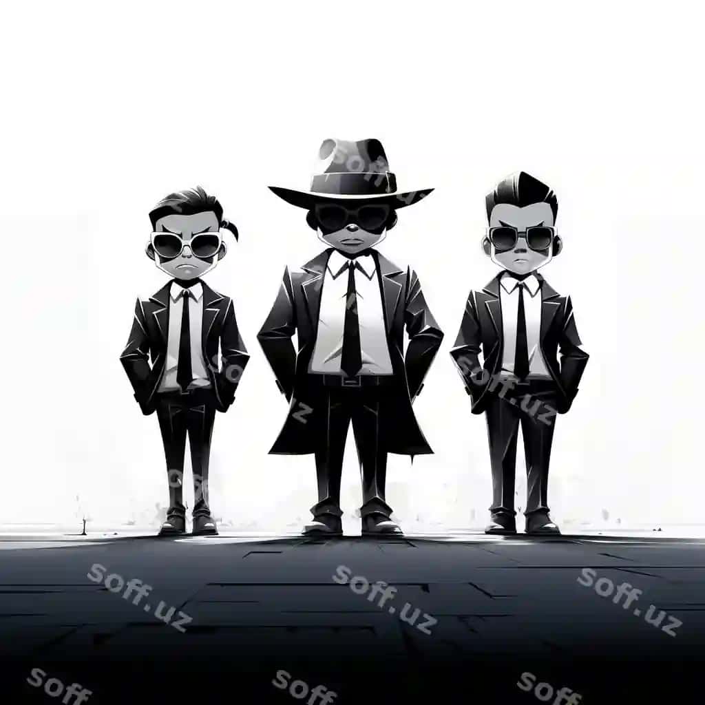 Minimalistik karykatura mafiy kontseptsiya san'ati qotirmaq ko'cha san'ati | Minimalist cartoon mafia concept art edgy street art