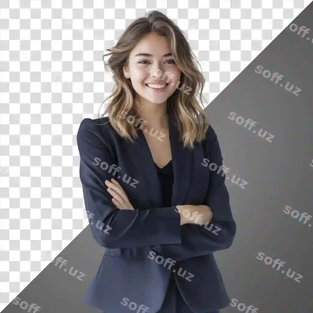 PNG jozib g'arbiy biznes ayol guladigan portret professional | Png attractive western businesswoman smiling portrait professional 2