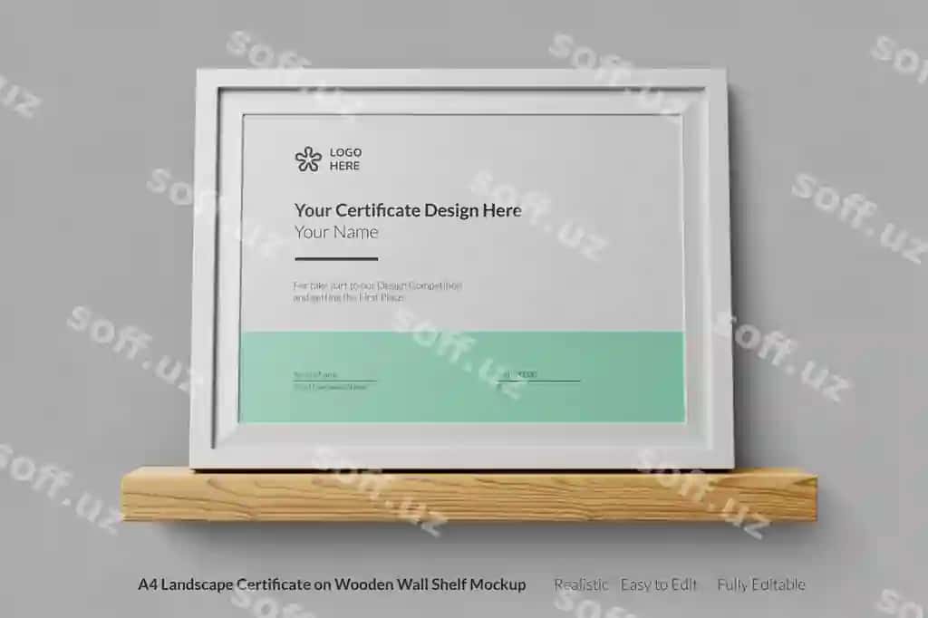 Zamonaviy sertifikat haqiqiy ko'rinishidagi mockup dizayni | Modern certificate realistic mockup design 2