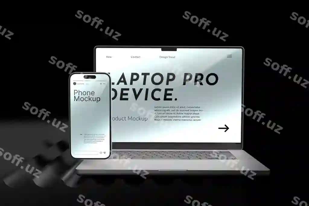 Laptop telefon qurilma mockup | Laptop phone device mockup