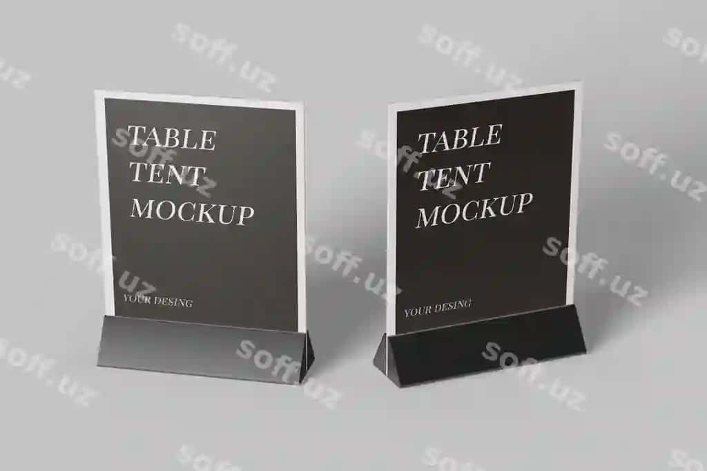 Yaqin rasm stol belgisi namuna dizayni ajraltirilgan | Close up table tent mockup design isolated 2