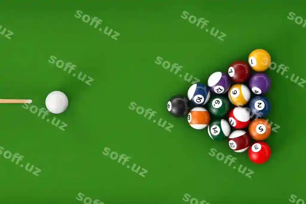 Parlak bilyard sharqlari komplekti yashil bilyard stoli | Glossy billiard balls set green billiards table 2