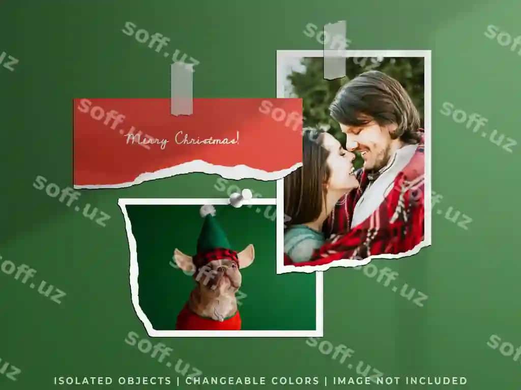 Bayram konseptsiyasi Rojdestvo mockup devor moodboard yirtilgan qog'oz foto | Holiday concept christmas mockup wall moodboard torn paper photo