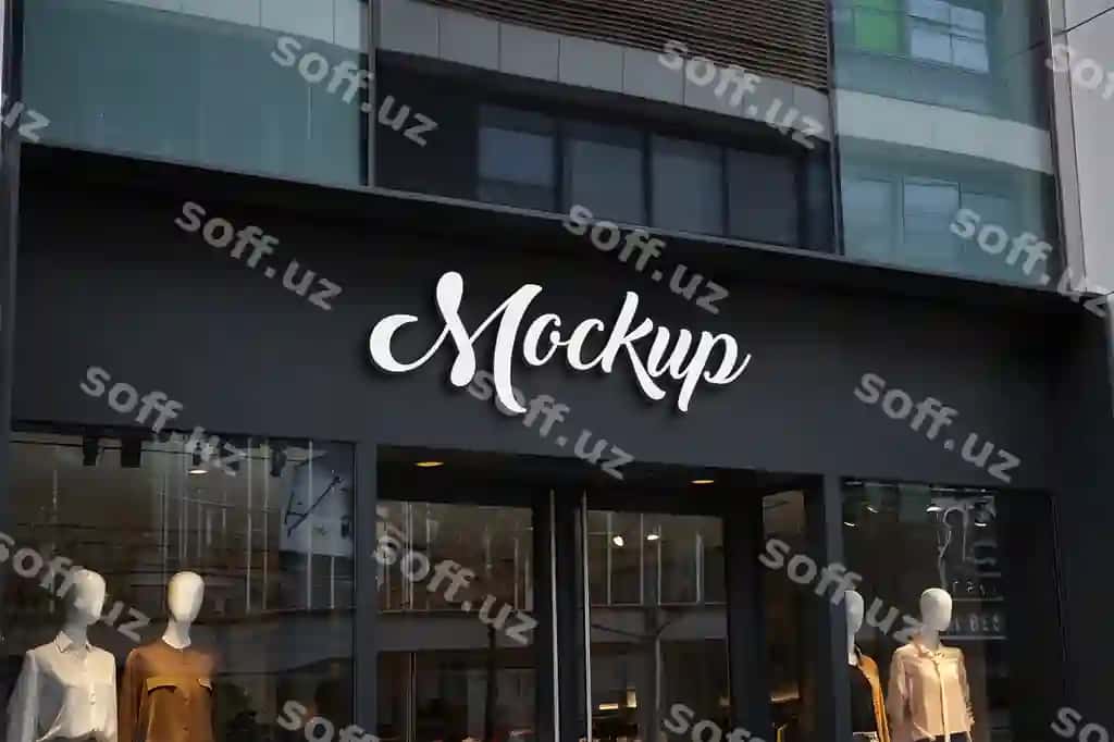 Logo mockup qora fasad belgisi | Logo mockup black facade sign
