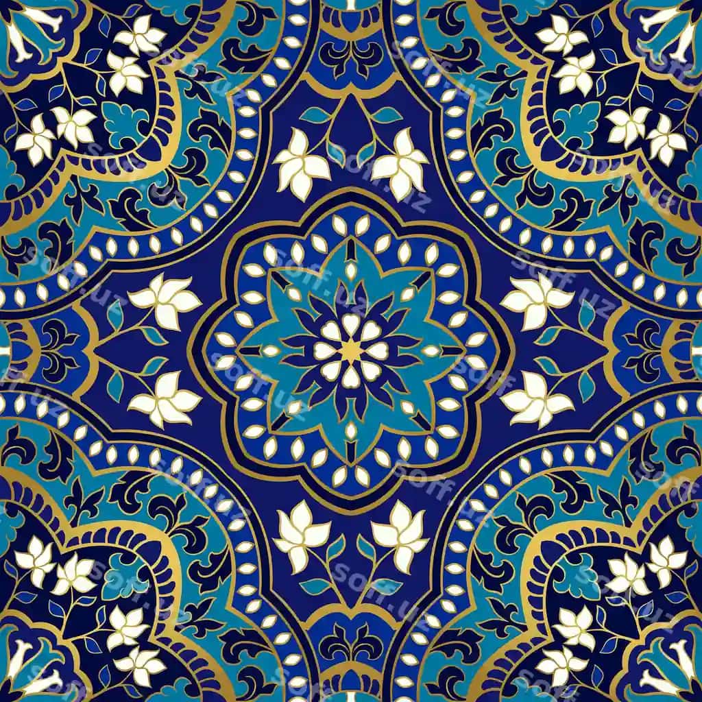 Ko'k gulli naqsh | Blue floral pattern 2