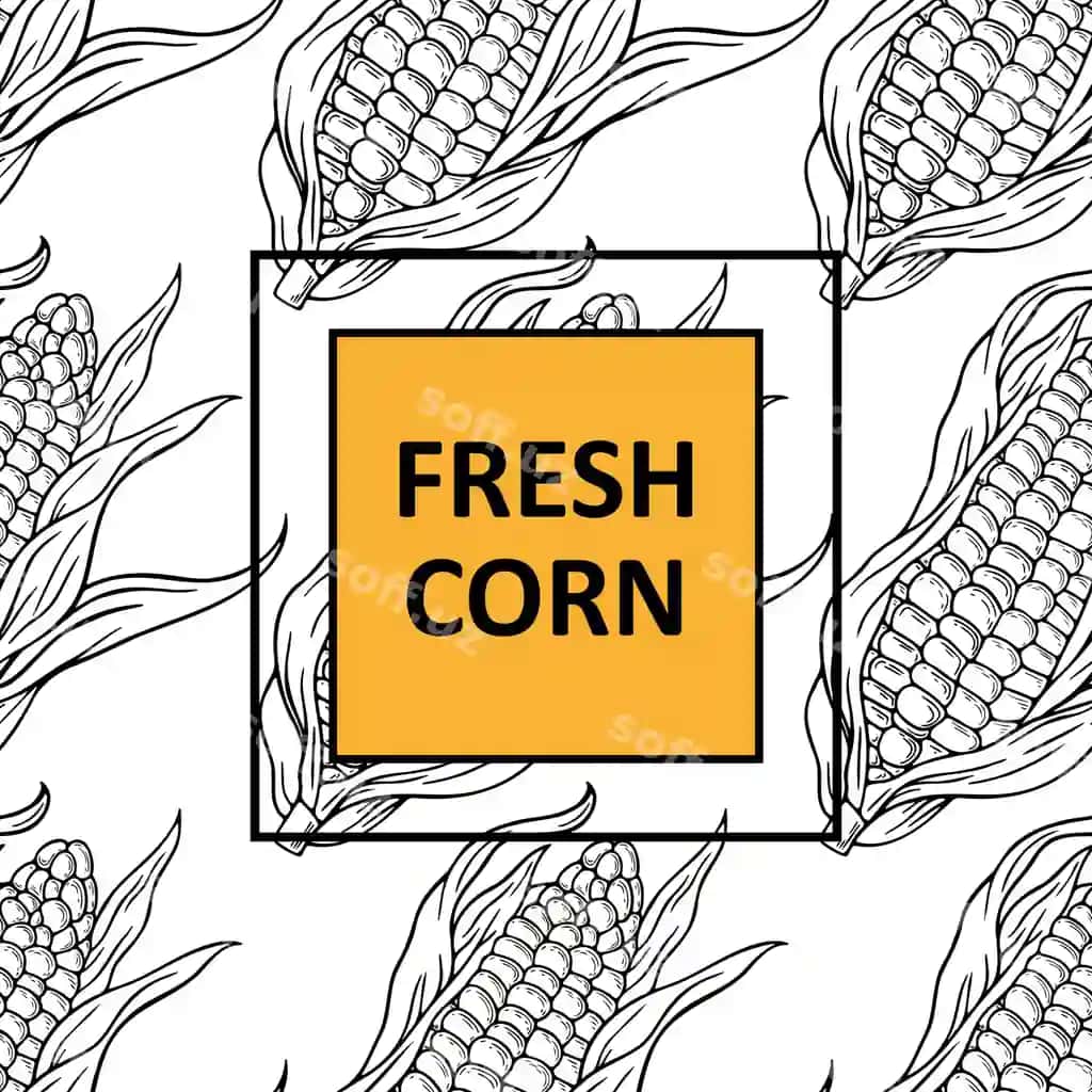 Makkajo'xori chegarasiz naqsh qo'l bilan chizilgan skets | Corn seamless pattern handdrawn sketch 2