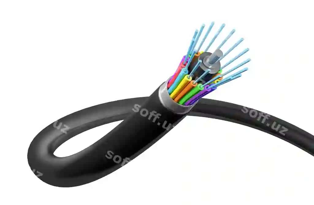 Optik to'p kabeli oq orqa fonda 3D rendering | Fiber optic cable white background 3d rendering