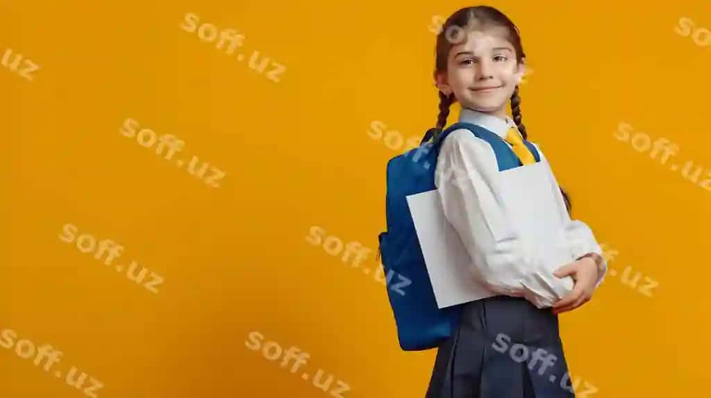 Qaytganingiz bilan, sumkali maktab qiz bolasi. Qayta maktab. Nusha joyi banner pлакati. | Welcome back school school girl with bag pack back school copy space banner poster 2
