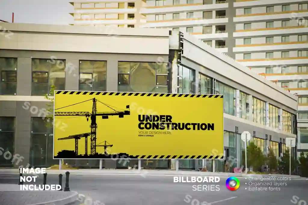 Katta shahar tashqarida billboard namunasi | Large outdoor city urban billboard mockup