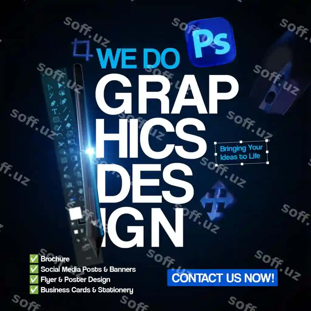 Kasbiy grafik dizayn xizmatlarining reklamasi | Professional graphic design services advertisement