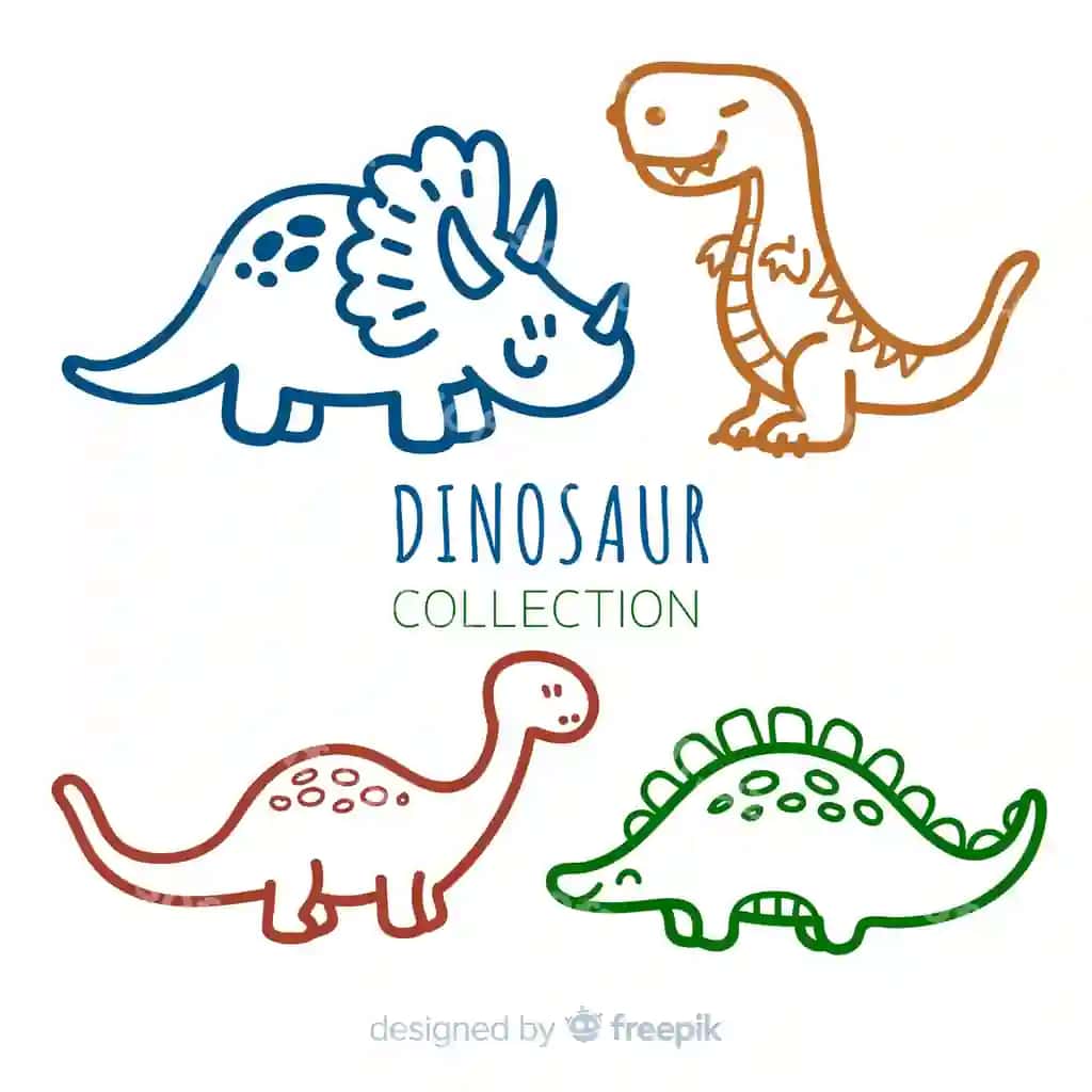 Qoʻl bilan chizilgan dinozavrlar to'plami | Hand drawn dinosaur collection 2