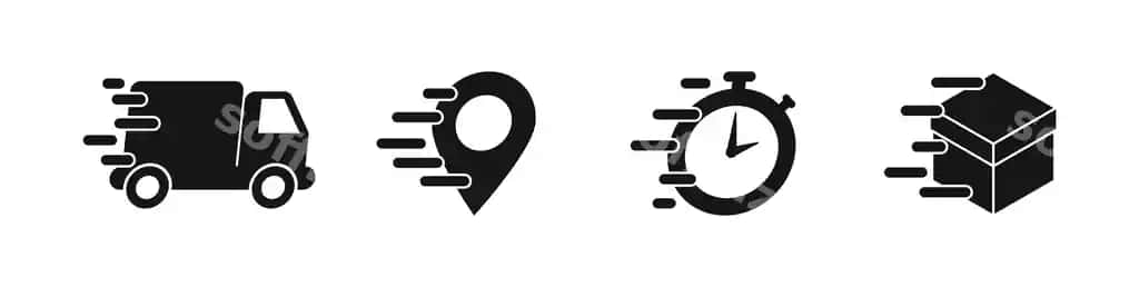 Ekspress yetkazib berish, tezkor yetkazib berish, ikonka to'plami, yuk avtomobili, xarita pini, stop-soat | Express delivery fast delivery icon set truck map pin stopwatch