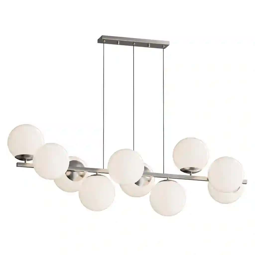 MyFar Aerton Nickel White Glass Molecule Chandelier 10 Light