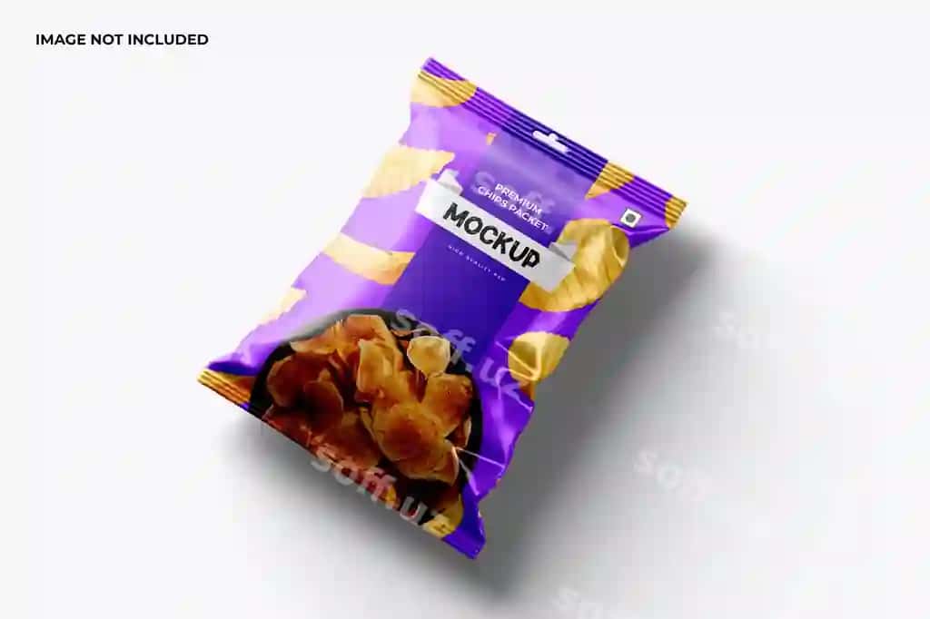 Shaffof foliya choy paketi namunasi | Glossy foil chips packet mockup