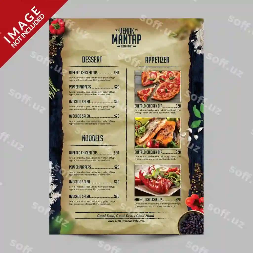 Eski ovqat menyu flyeri | Vintage food menu flyer