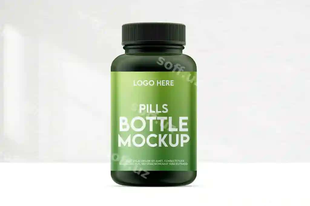 Dorilar shishasining mockup dizayni | Pills bottle mockup design