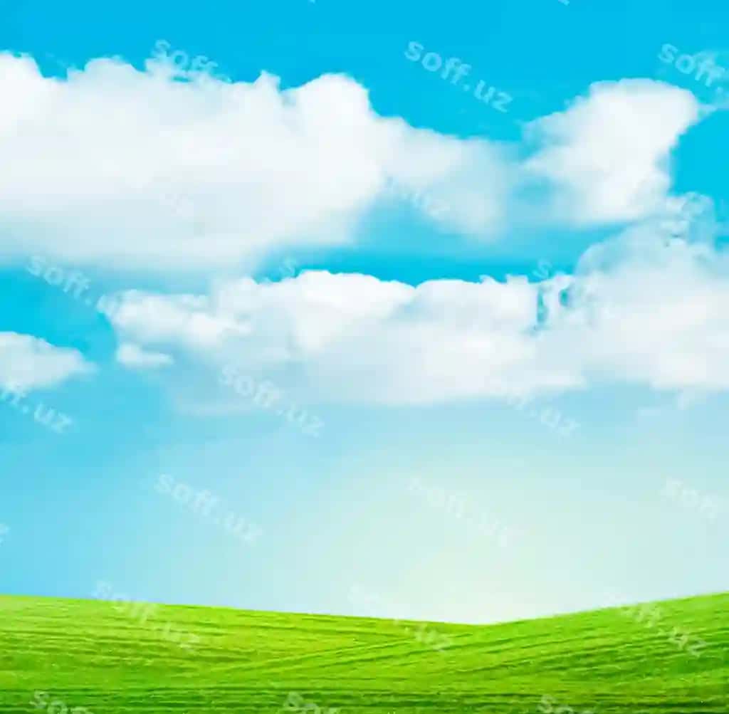 Yashil maydon ko'k osmon bulutlar bilan chiroyli meadow tabiat ekologik fondaan tasvir | Green field blue sky with clouds beautiful meadow as nature environmental background