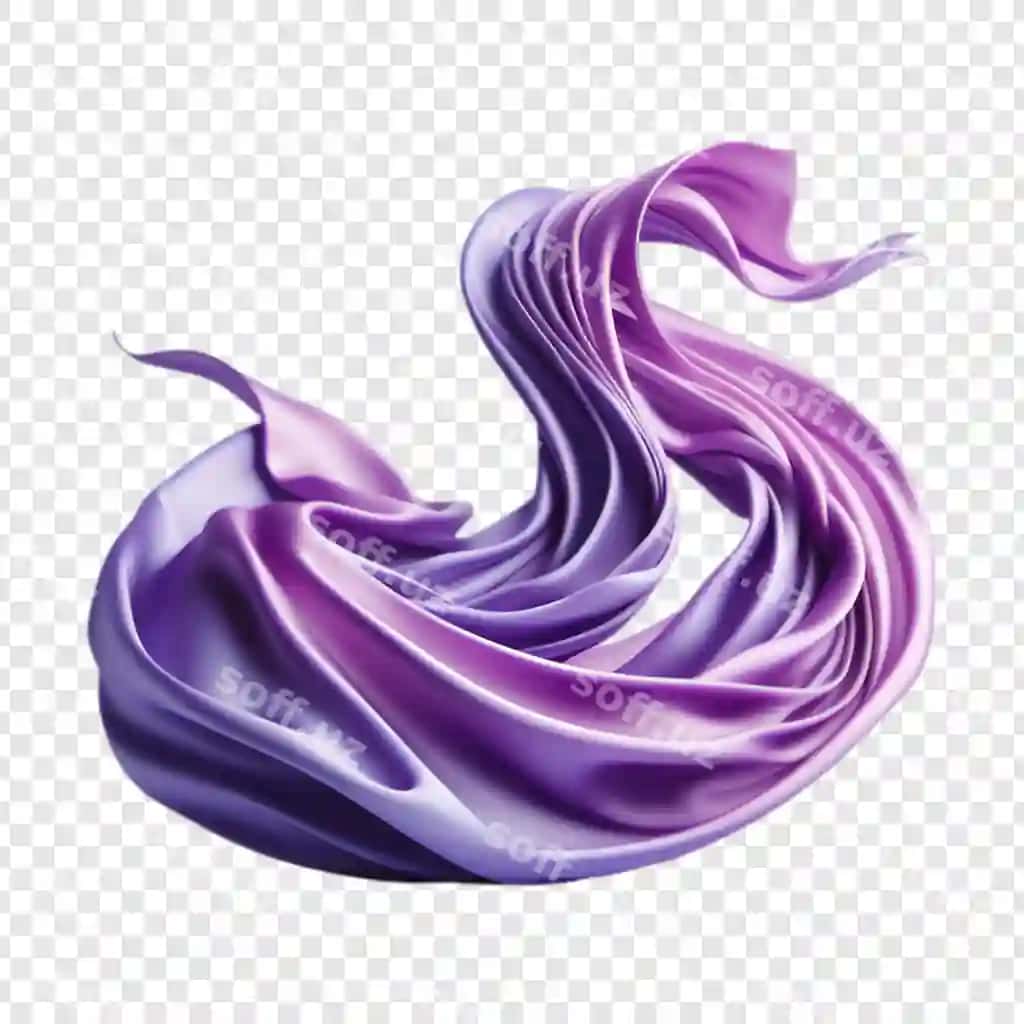 Futuristik 3D binafsha mataxa dalg'a shaffof fonda | Futuristic 3d purple fabric wave transparent background