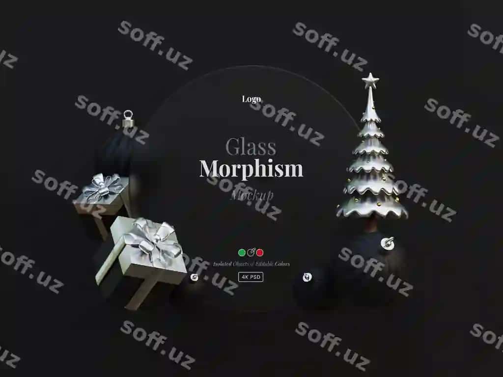 3D interfeys mockup shabloni shisha morfizm effekti bilan Rojdestvo | 3d interface mockup template with glass morphism effect christmas