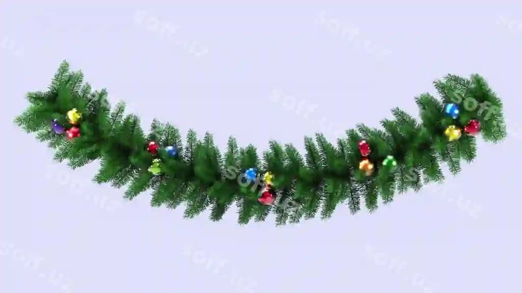 Natal girmoni rangli sharqlari bilan | Christmas garland with colored balls