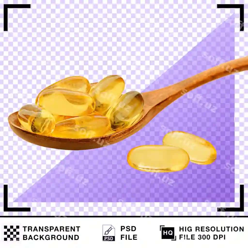 Baliq yog' kapsulalari yong'oq qoshiq | Fish oil capsules wooden spoon