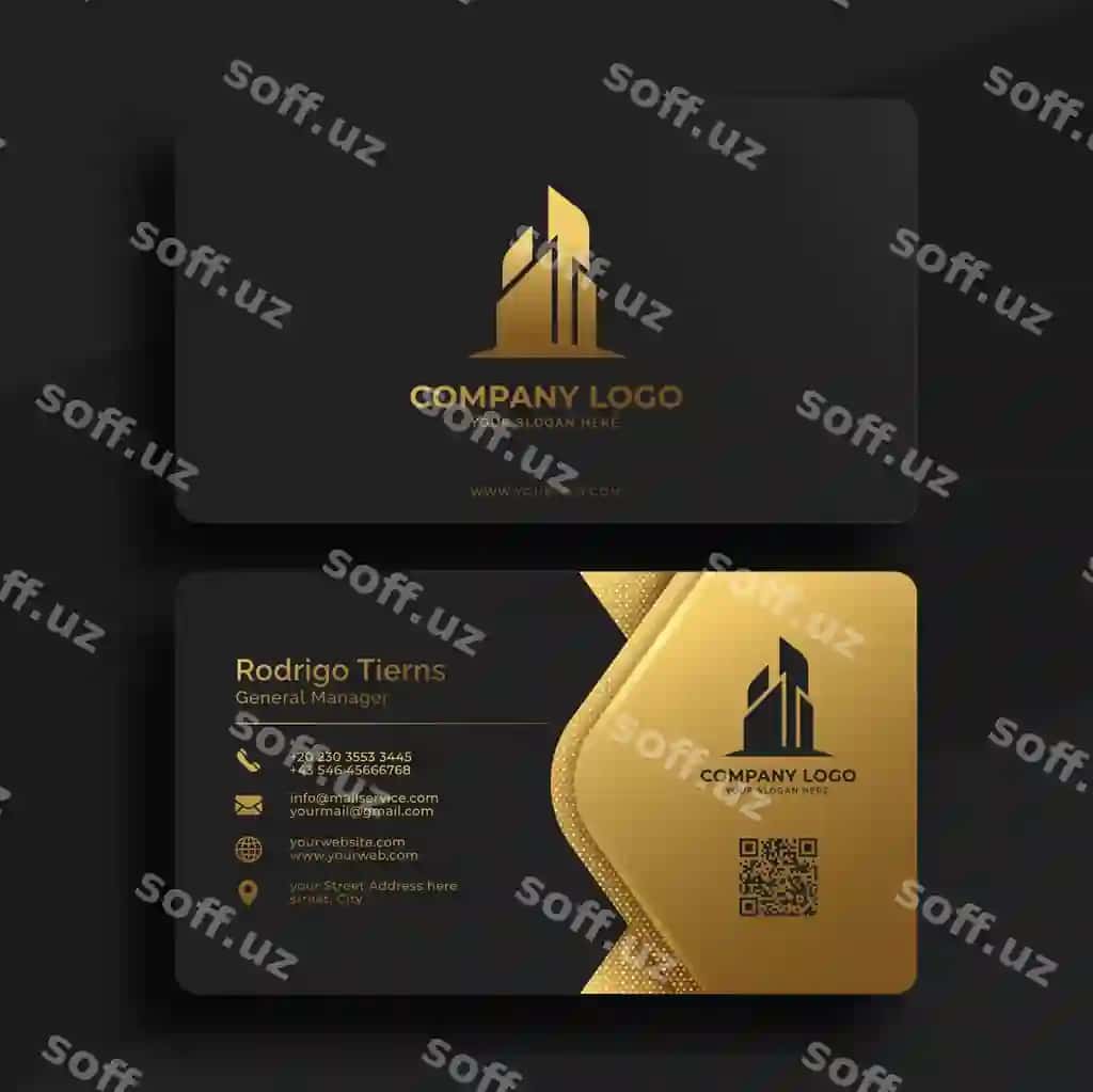 Gradient oltin hashamat goxorizontal biznes karta | Gradient golden luxury horizontal business card 2