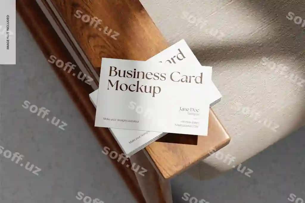 Us biznes kartochkalar mebel namunasi tutashtirilgan | Us business cards furniture mockup stacked