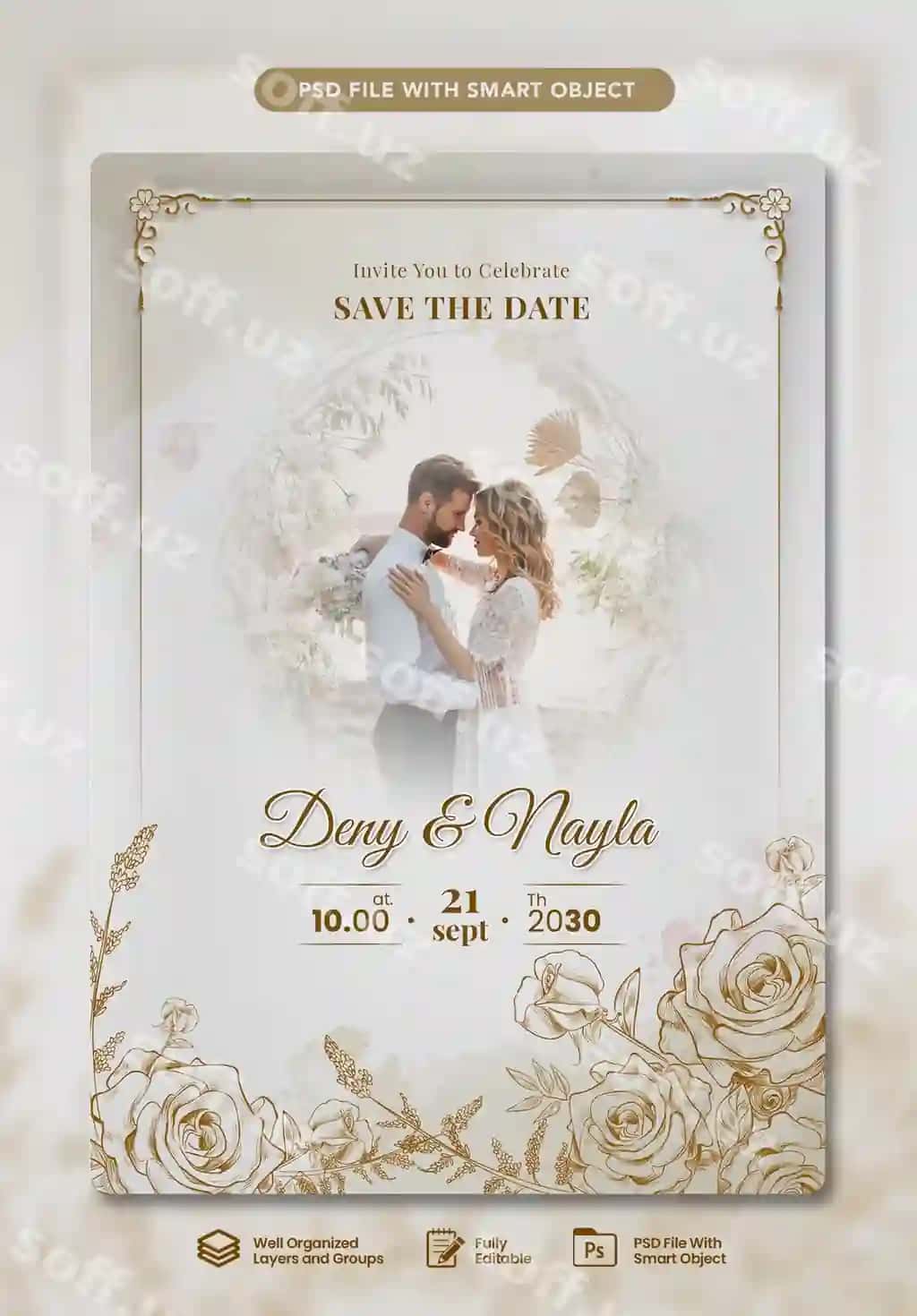 Nikoh chaqiruv kartochkasi shablon dizayni | Wedding invitation card template design 2