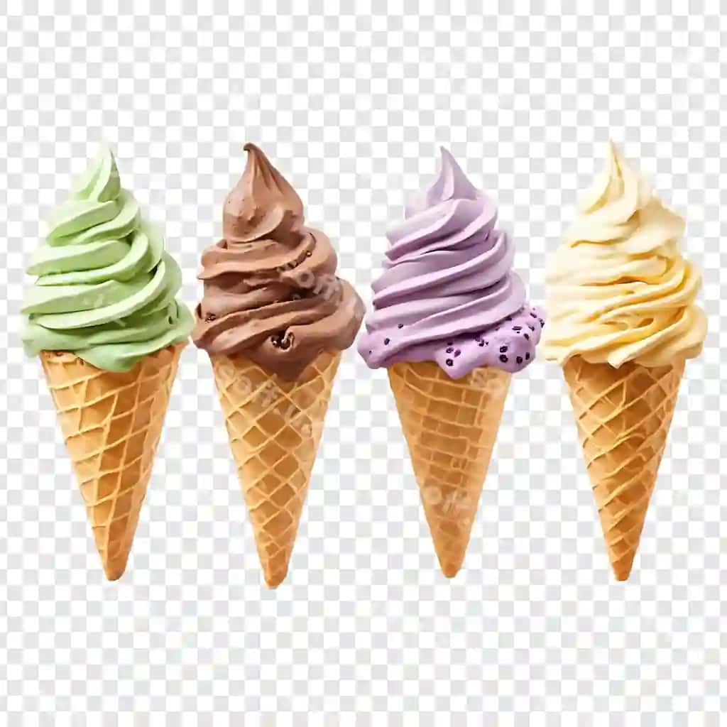 Bir nechta muzqaymoq konelari turli ranglarda, bir xil rangda | Several ice cream cones with different colors same color
