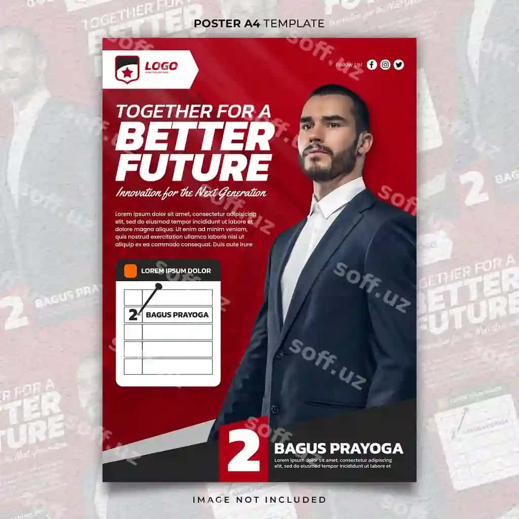 Gubernatorlik saylo reklama posteri A4 banner shablon | Gubernatorial election advertisement poster a4 banner template