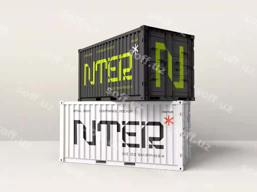 Yuk konteyner saqlash namunasi | Shipping container storage mockup 2